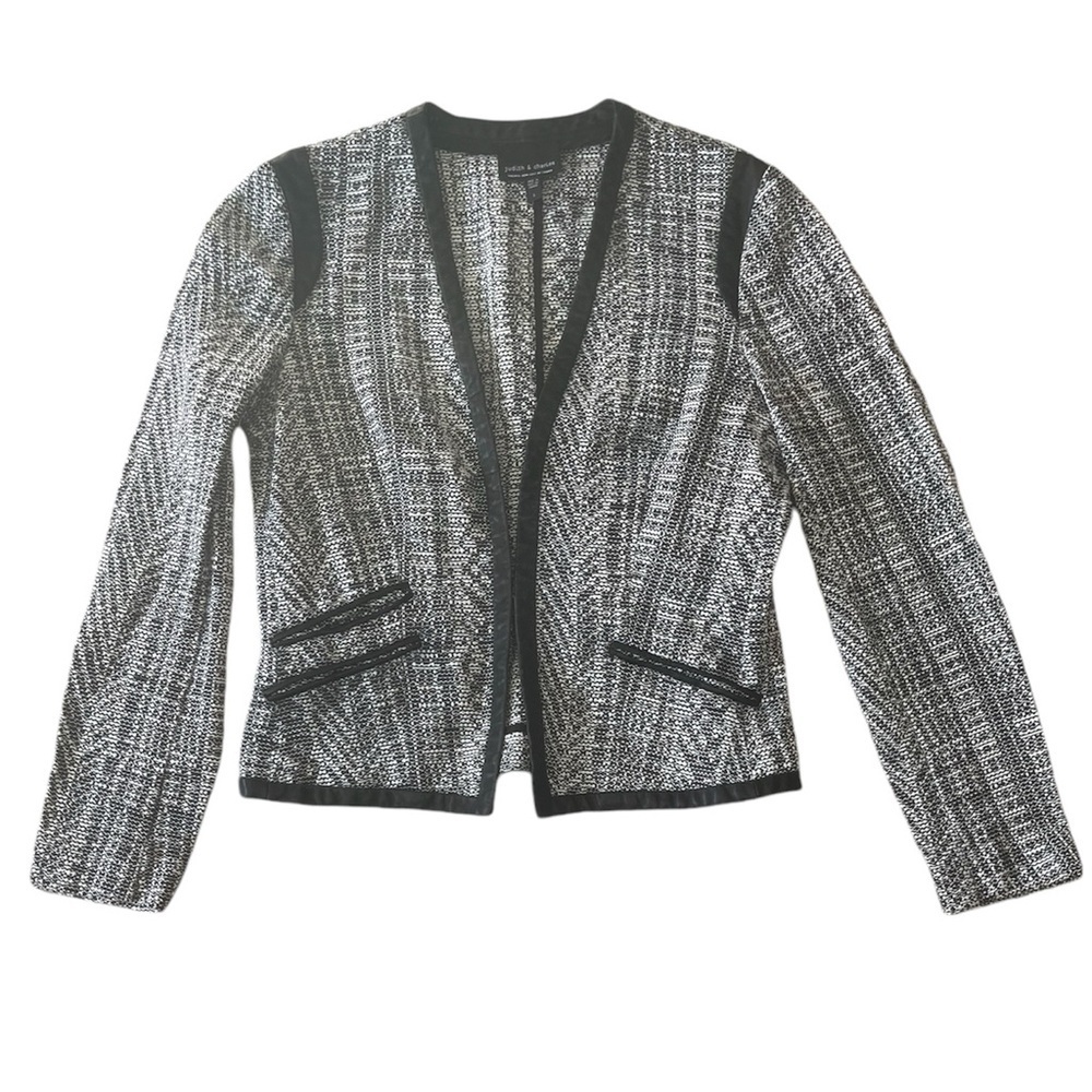 ✨️MOVING SALE✨️Judith & Charles Women’s Black & White Leather Trim Blazer Size 8